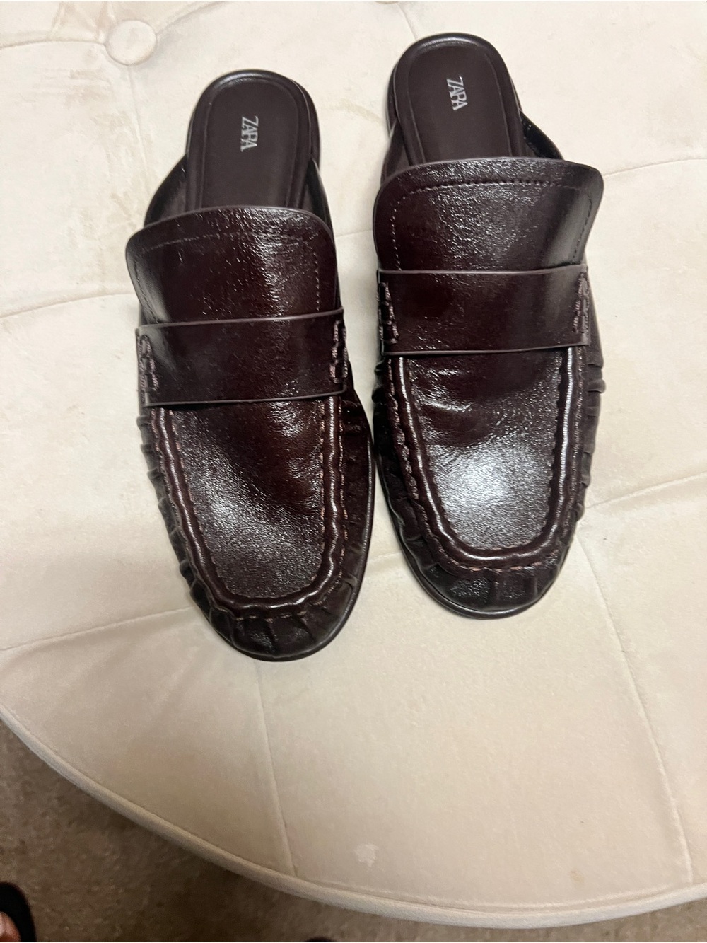 Zara Leather Penny Loafer Mules